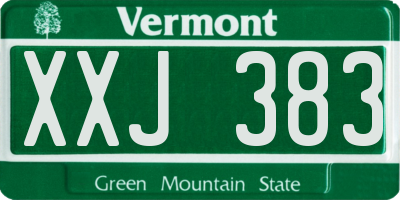 VT license plate XXJ383