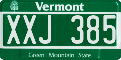 VT license plate XXJ385