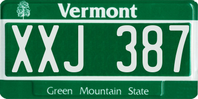 VT license plate XXJ387