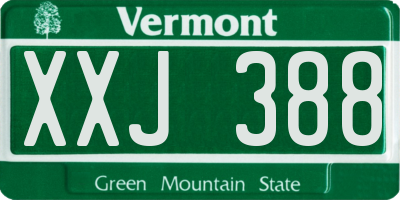 VT license plate XXJ388