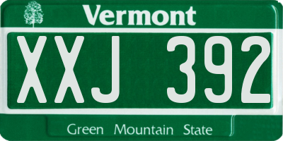VT license plate XXJ392
