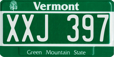 VT license plate XXJ397