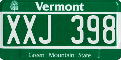 VT license plate XXJ398