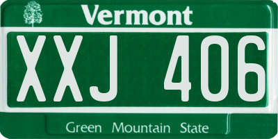 VT license plate XXJ406