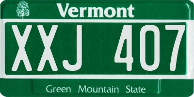 VT license plate XXJ407