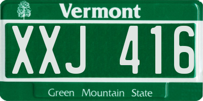 VT license plate XXJ416