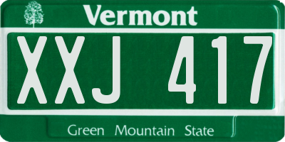 VT license plate XXJ417