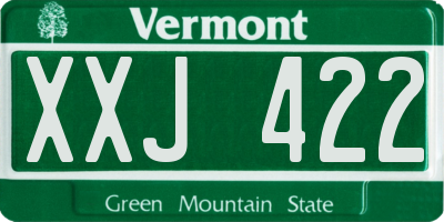VT license plate XXJ422