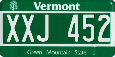 VT license plate XXJ452