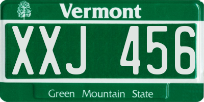 VT license plate XXJ456