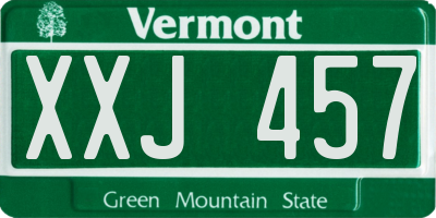 VT license plate XXJ457