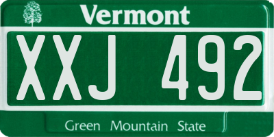 VT license plate XXJ492