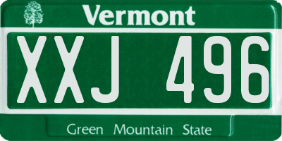 VT license plate XXJ496