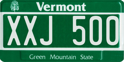 VT license plate XXJ500