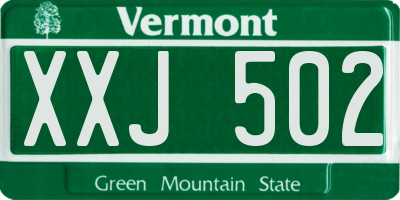 VT license plate XXJ502