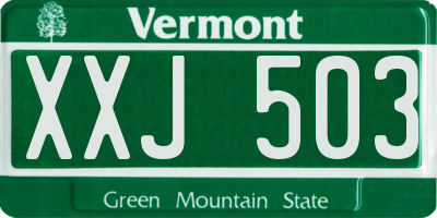 VT license plate XXJ503