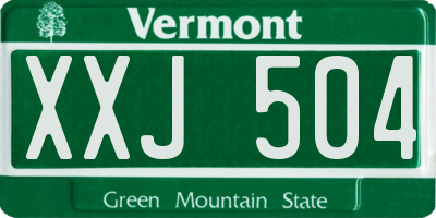 VT license plate XXJ504