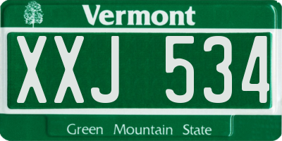 VT license plate XXJ534
