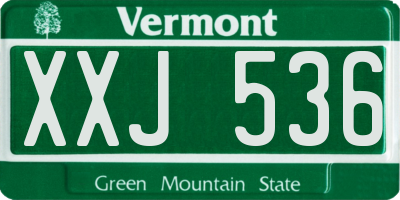 VT license plate XXJ536