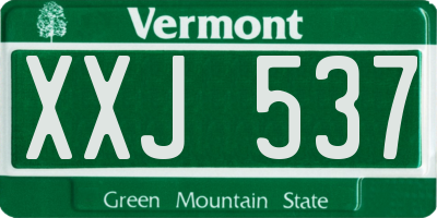 VT license plate XXJ537