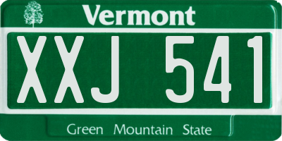 VT license plate XXJ541