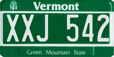 VT license plate XXJ542