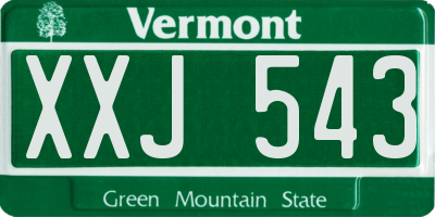 VT license plate XXJ543