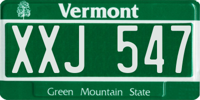 VT license plate XXJ547