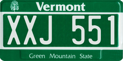 VT license plate XXJ551