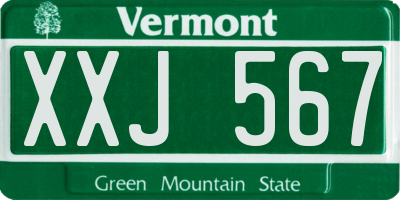 VT license plate XXJ567