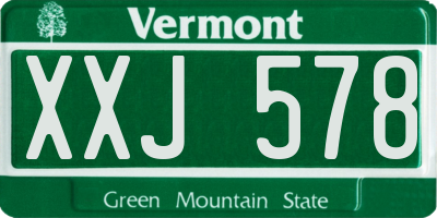 VT license plate XXJ578