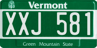 VT license plate XXJ581