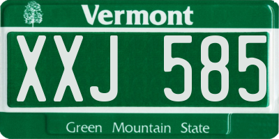 VT license plate XXJ585