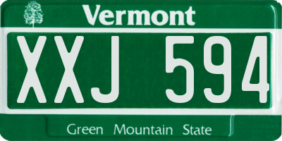 VT license plate XXJ594