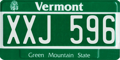VT license plate XXJ596