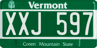 VT license plate XXJ597
