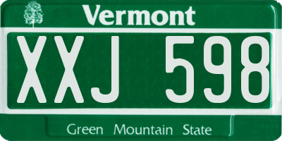 VT license plate XXJ598