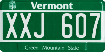 VT license plate XXJ607