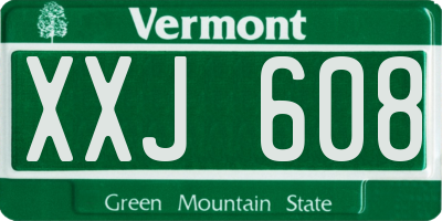 VT license plate XXJ608