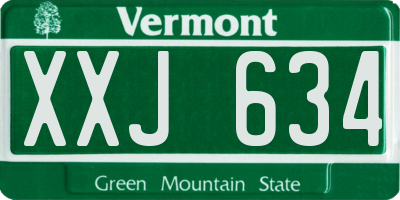 VT license plate XXJ634