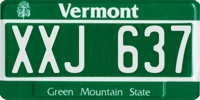 VT license plate XXJ637