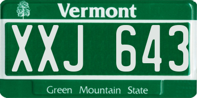 VT license plate XXJ643