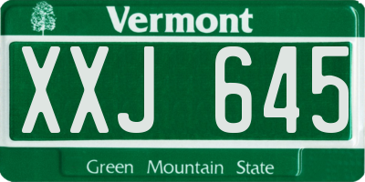 VT license plate XXJ645