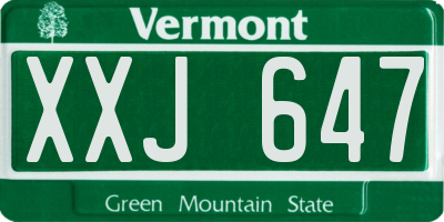 VT license plate XXJ647
