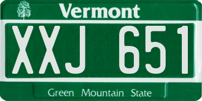 VT license plate XXJ651
