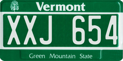 VT license plate XXJ654