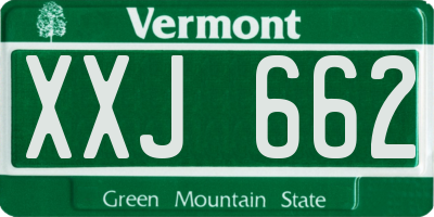 VT license plate XXJ662