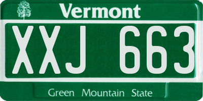 VT license plate XXJ663