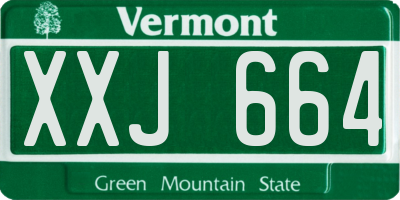 VT license plate XXJ664