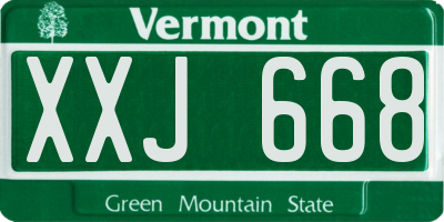 VT license plate XXJ668